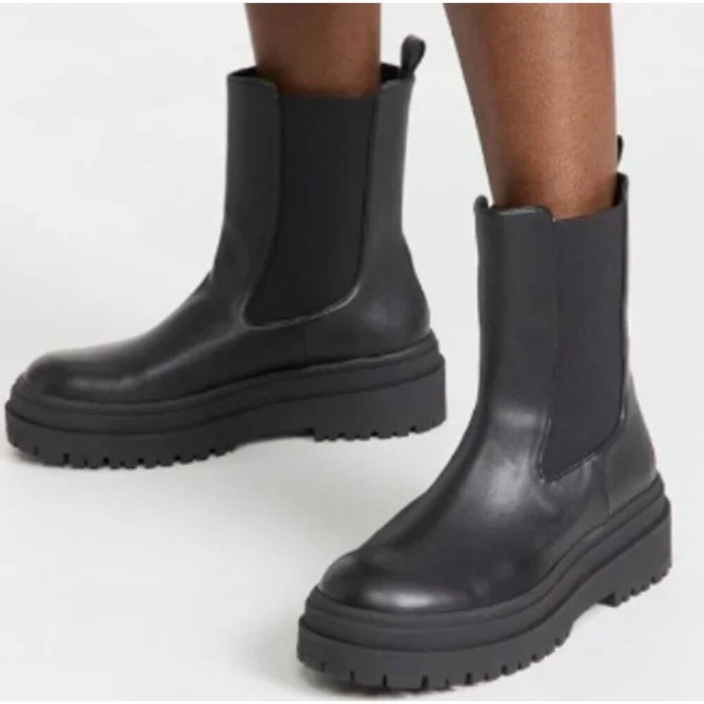 Good American Ankle Chelsea Boots Combat Lug Sole Motto Biker Fall Winter 13